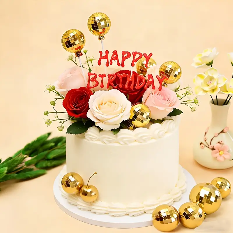 Golden Disco Ball Cake Topper - Image 2