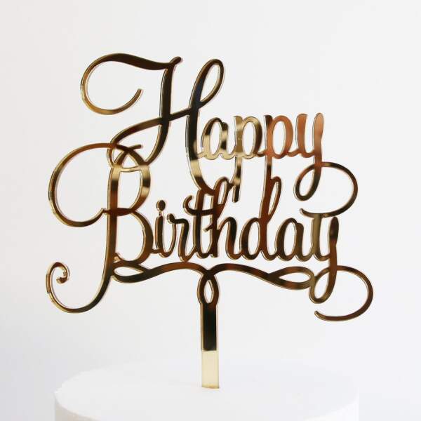 Acrylic Cake Toppers "HAPPY BIRTHDAY" (Golden)