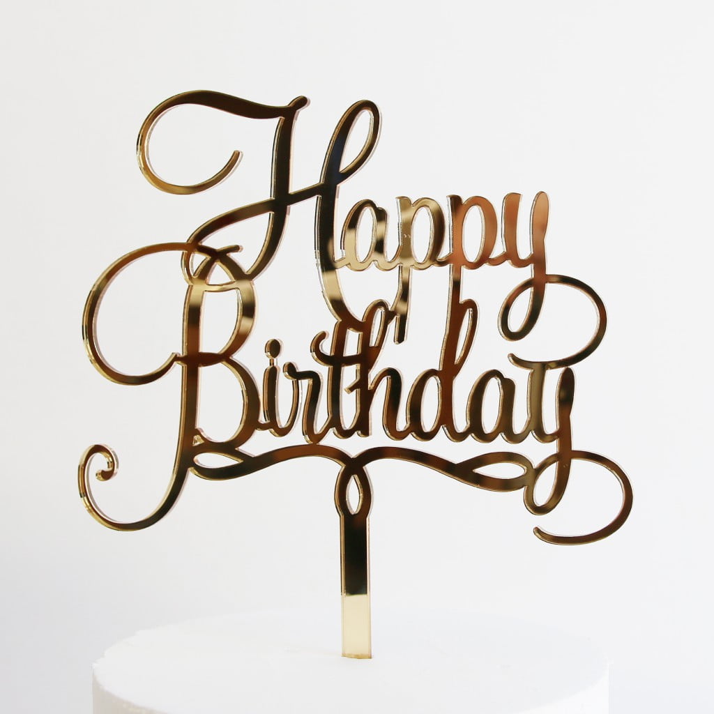 Acrylic Cake Toppers “HAPPY BIRTHDAY” (Golden) - Cake Craft Shop
