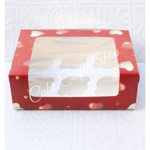 Cupcake Box 6 Cavity Valentines Heart Print (6Pcs)