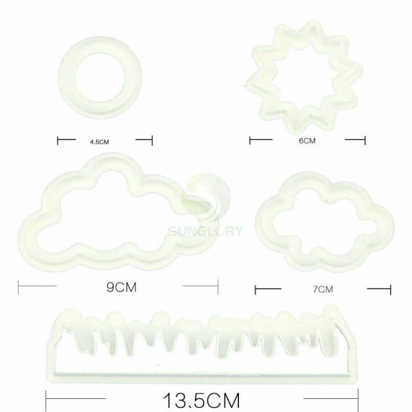 Nature - Grass, Sun, Cloud Plastic Cutter (5pcs)